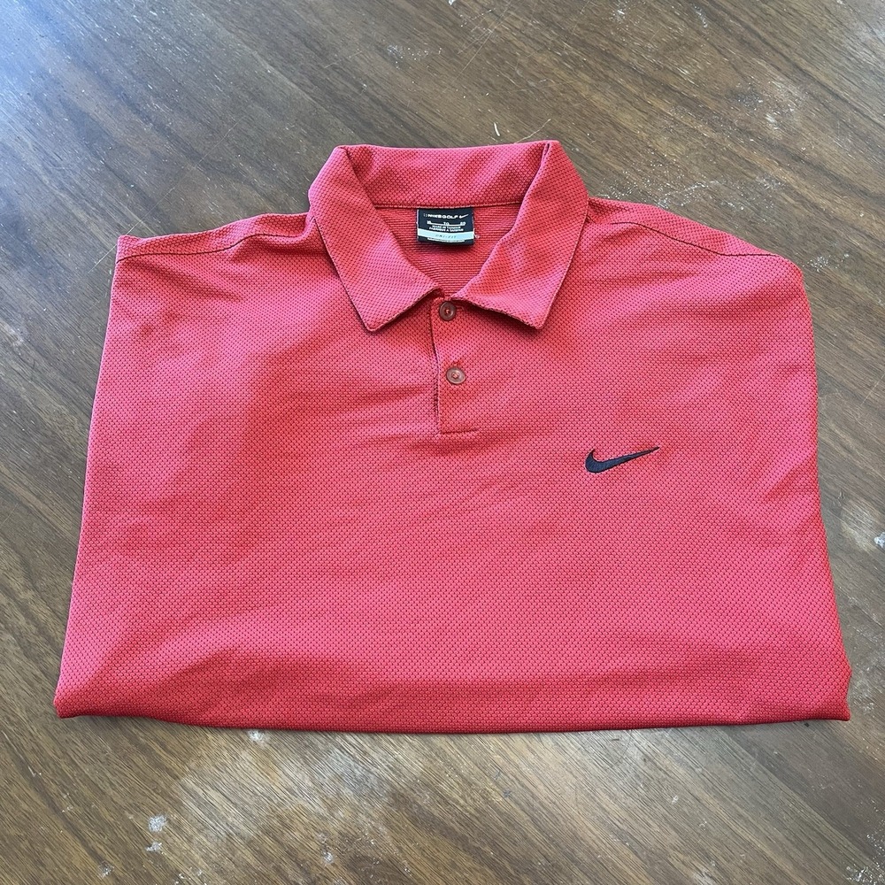 Nike Golf Dri-FIT Mens Red Textured Short Sleeve Polo Shirt 402309-648 Size XL